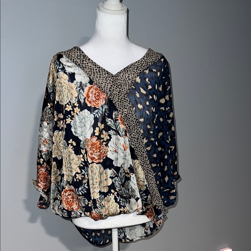 Umgee Floral and Animal Print Women's Top